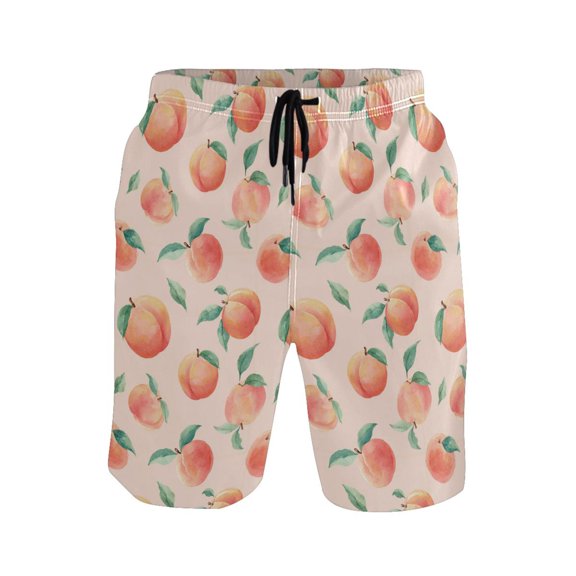 Men's Beach Shorts Quick Dry Shorts for Summer Pool and Casual Wear Pale Pink Peach's Pattern