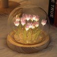 thumbnail image 1 of Luz de ambiente de escritorio con luz nocturna de cristal de tulipán con cubierta de cristal de 9 flores de cuatro colores, 1 of 5