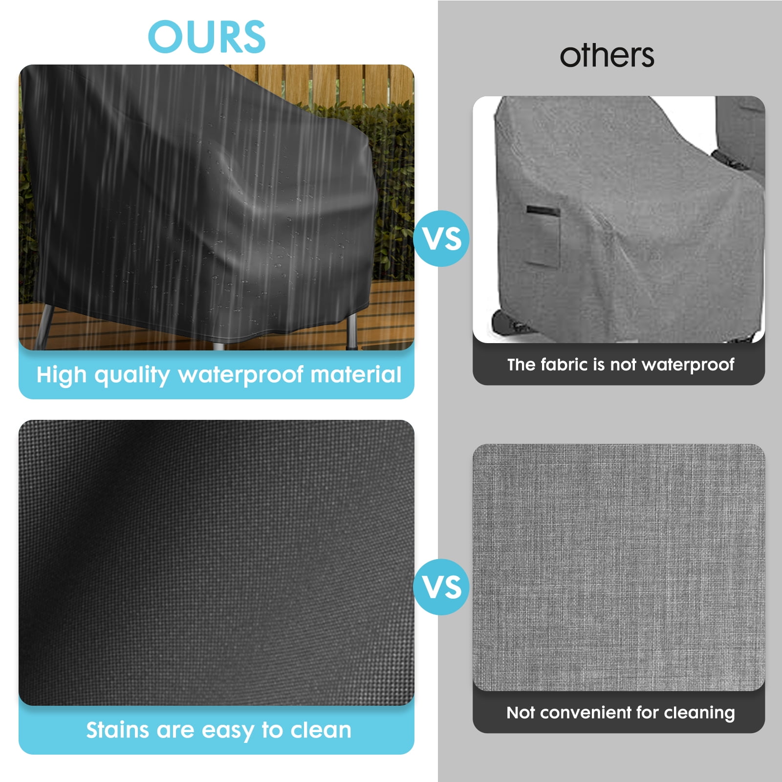 TopZoo 600D Outdoor Chair Cover Waterproof & Heavy Duty, Lawn Lounge Furniture Cover for Wicker Chair, Patio Chair Covers 2 Pack, Swivel Chair, Rocking Chair, Single Sofa Chair, Black