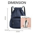 thumbnail image 2 of Mochila con cordón, bolsa deportiva para gimnasio, bolsa de viaje para yoga, para mujeres y hombres, bolsa de gimnasio impermeable, mochila de día, azul oscuro, 2 of 6