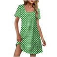 thumbnail image 2 of Xuniizn Womens Summer Dresses Floral Print Scoop Neck Short Sleeve Beach Boho Mini Sundress with Pockets Casual Soft Breathable Trendy Vintage Dress, S-2XL, 2 of 7