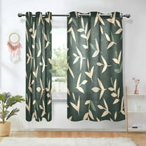 Yayeee Window Curtains Set of 2 for Living Room Light Filtering 63"x42", Green Leaves