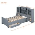 thumbnail image 3 of [Luckynote]Twin Size Wood Platformbed with Vertical All-in-One Cabinet and 4 Drawers on each side, Gray, 3 of 10