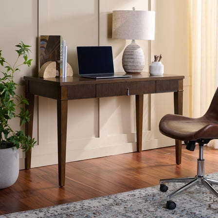 SEI Amila Modern Single Drawer Desk, Dark Brown