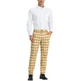thumbnail image 2 of Lars Amadeus Men's Plaid Regular Fit Flat Front Classic Elastic Waist Suit Pants, 2 of 6
