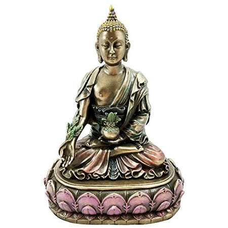Seated Kuan Yin Statue - Bhaisajyaguru Medicine Buddha Healing On Lotus Seat Sculpture Bodhisattva Statue