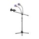 thumbnail image 5 of Soporte de micrófono Irfora Micrófono de Metal Soporte de Piso Trípode de Altura Ajustable con Boom Arm 3 Mic Holders y 2 Smartphone Holder para Studio Outdoor Cellphone Live Streaming Irfora Soporte de micrófono, 5 of 7
