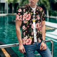 thumbnail image 6 of KLL Rose Flowers for Men's Baseball Shirts,Short Sleeve Casual Shirts Button Down Shirt for Men Beach Summer Wedding Shirt-Medium, 6 of 7