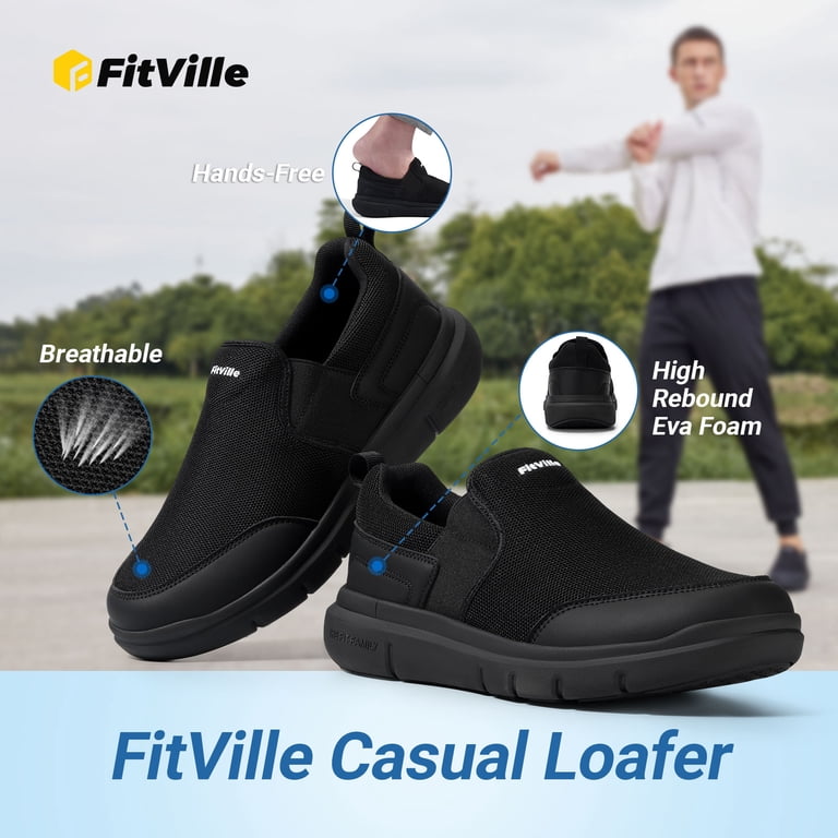 FitVille Mens Extra Wide Slip on Casual Loafers Lightweight  display picture 1