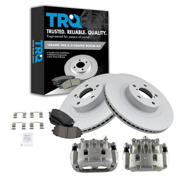 TRQ Front Brake Calipers Ceramic Pads Rotors Fits Select Forester Impreza Legacy Outback