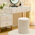 thumbnail image 2 of Mxfurhawa Teddy Fleece Ottoman - Soft Padded Round Footrest, Multi-Functional Upholstered Stool for Living Room, Bedroom, Entryway, or Vanity Seating (White, Standard), 2 of 6