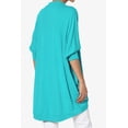 thumbnail image 4 of TheMogan Women's PLUS Draped Jersey Knit 3/4 Sleeve Oversized Open Front Cardigan, 4 of 7