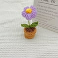 thumbnail image 3 of Flor en maceta tejida a mano a crochet | Rosa de lana artificial | Flor decorativa simulada para oficina, hogar, salpicadero del coche o estante interior, 3 of 4