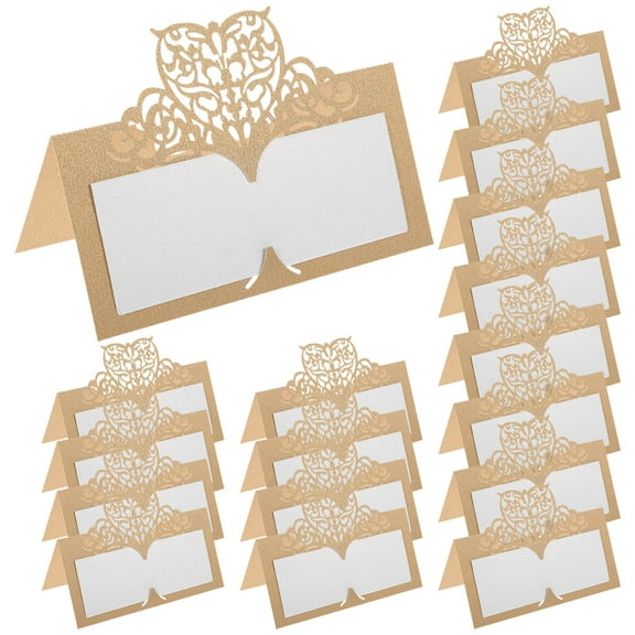 MLINS Light Brown Iridescent Paper Place Card for Elegant Wedding Decor and Party Seat Arrangements 50 Pieces