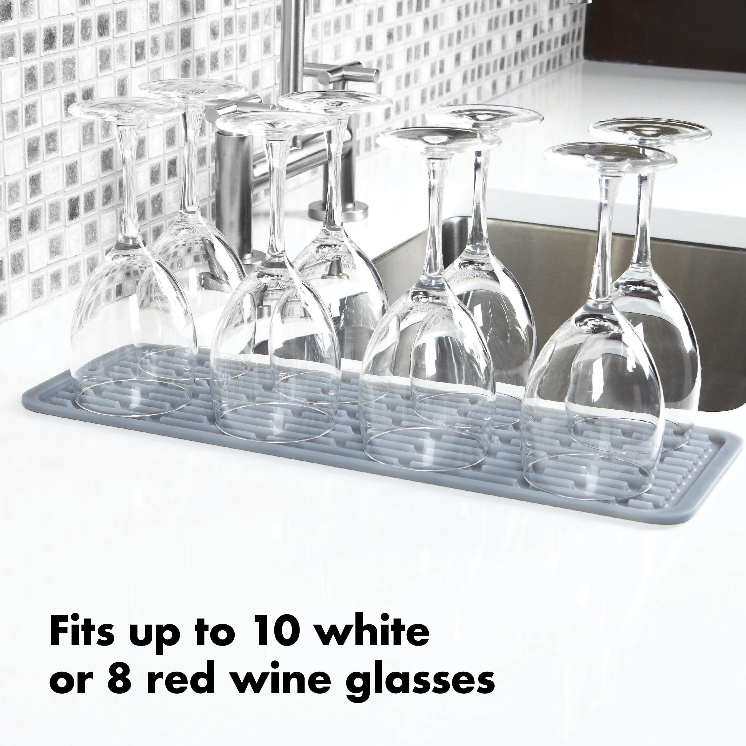 OXO Silicone Wine Glass Drying Mat, 16.6-In x 6-In, Gray