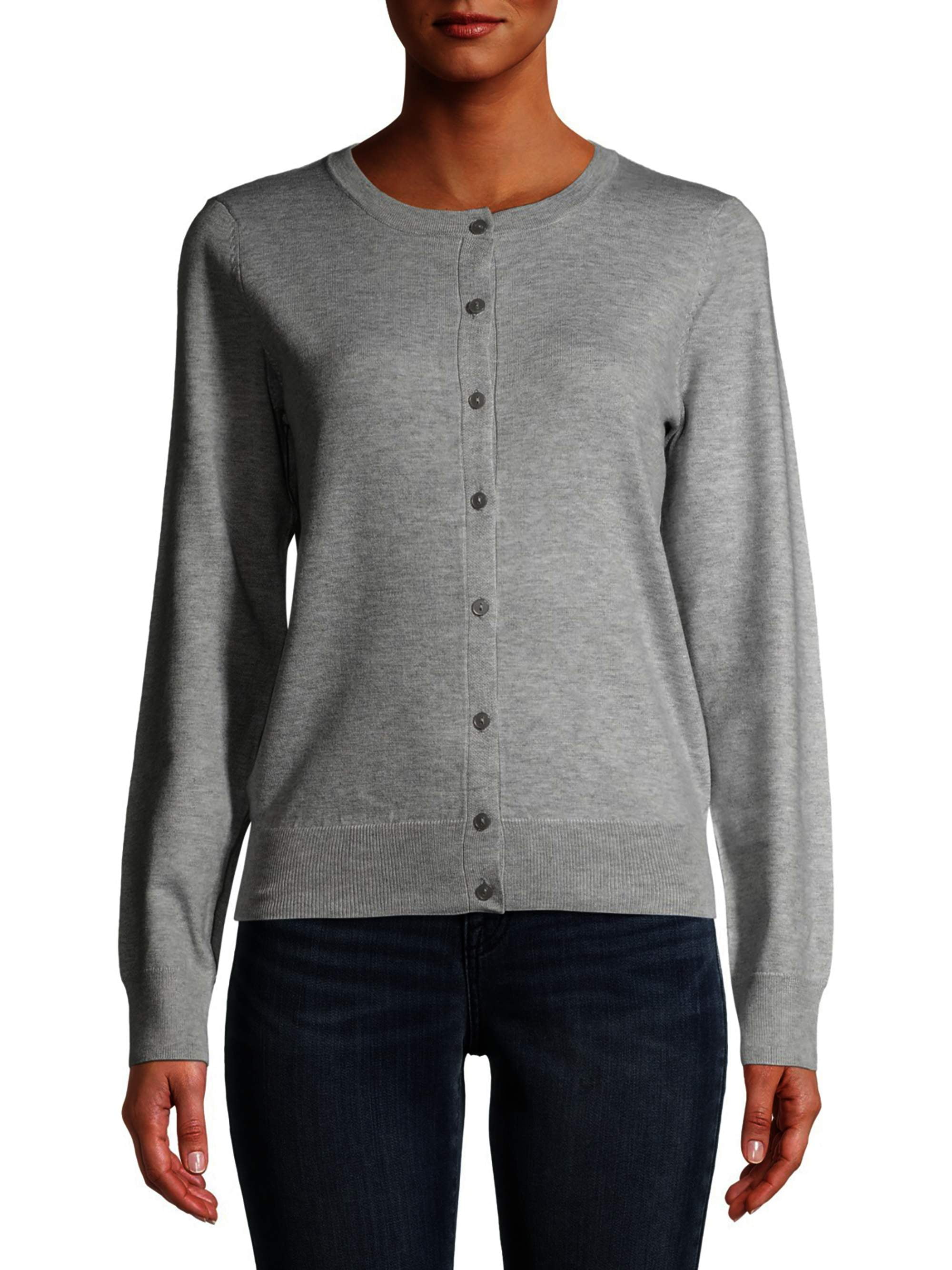grey button cardigan women's