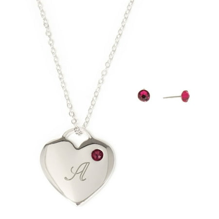 Personalized Sterling Silver Plate Birthstone Heart Necklace And Swarovski Crystal Stud Earrings Jewelry Set September Personalized Sterling Silver Plate Birthstone Heart Necklace And Swarovski Crystal Stud Earrings Jewelry Set September