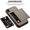 thumbnail image 2 of iPhone XR Case with Card Holder Heavy Duty Protective Dual Layer Shockproof Hidden Card Slot Slim Wallet Case for iPhone XR for Men&Women(Coffee), 2 of 14