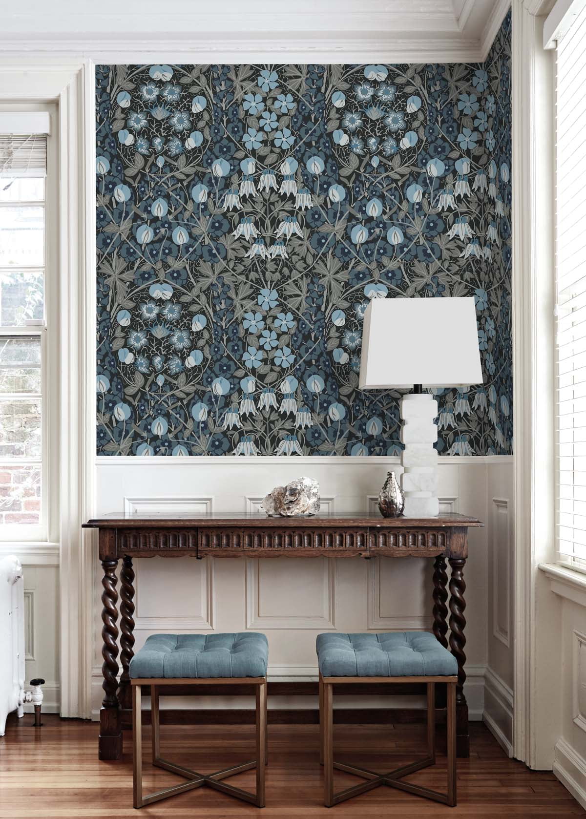 NextWall Bluestone Tulip Garden Peel and Stick Wallpaper