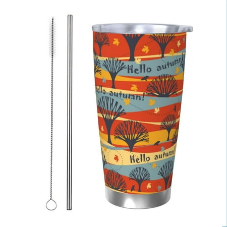 

Bingfone Vibrant Autumn Forest Hues for 20 Oz Stainless Steel Travel Mug Double Wall Water Coffee Cup for Home Office Outdoor Works Great for Ice Drinks and Hot Beverage-Straw Two-piece Set