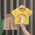 thumbnail image 2 of NIEWTR Toddler Baby Boy Girls Easter Outfit Bunny Carrot Short Sleeve T-Shirt Elastic Waist Shorts Set Summer 2Pcs Pajamas & Dailywear Set 3-6 Months,Yellow, 2 of 3