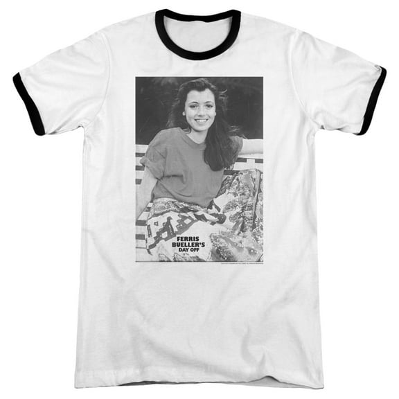 Ferris Bueller Sloane Adult Ringer T-Shirt White Black