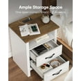 thumbnail image 5 of Marsail Nightstand with Charging Station, Farmhouse Bedside Table with 2 Drawers and Open Shelf, Bedside Storage Cabinet for Bedroom, Rustic End Side Table, Wood White, 5 of 14