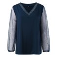 thumbnail image 4 of Tops for Women Trendy Oversized Tee Shirts Women Loose Top Medium Long Sleeve Shirt Athletic T Shirt Woman Half Shirts Fit Stretch Long Sleeve Winter Little Pocket Tunics Running Dark Blue 5XL, 4 of 5