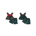 thumbnail image 2 of RUINIXCW Toddler Baby Girl Christmas Outfit Infant Baby Girls Xma Clothes Deer Santa Gingerbread Embroidery Fly Sleeve Plaid Smocked Tops Shorts Set, 2 of 9