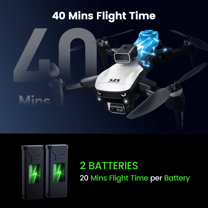Wefone S2S Foldable Drone with 6K Camera for Adults and Kids, Brushless Motor, 2 Batteries, White