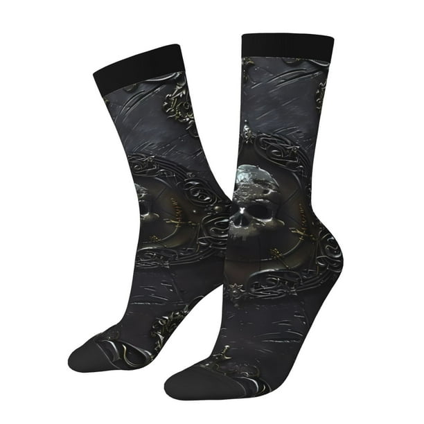 Balery Ornate Dark Skull Book Calcetas Largas con Estampado para Hombre y Mujer – Suaves y Transpirables, Talla Única (US 5-11)