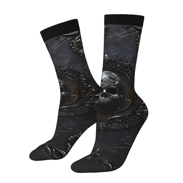 Balery Ornate Dark Skull Book Calcetas Largas con Estampado para Hombre y Mujer – Suaves y Transpirables, Talla Única (US 5-11)
