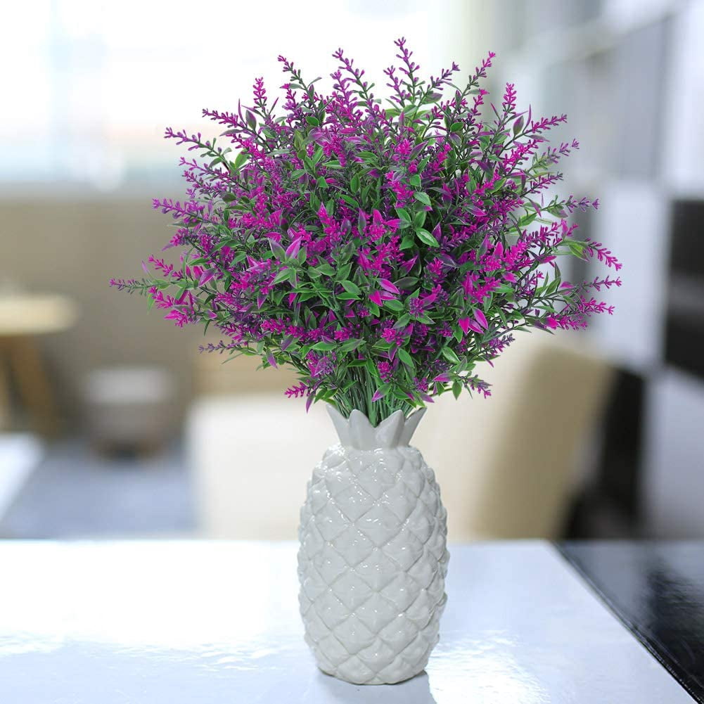 Sinhoon 12 Bundles Artificial Lavender Flowers Outdoor Fake Flowers for Decoration UV Resistant No Fade Faux Plastic Plants Garden Porch Window Box Décor (orchid)