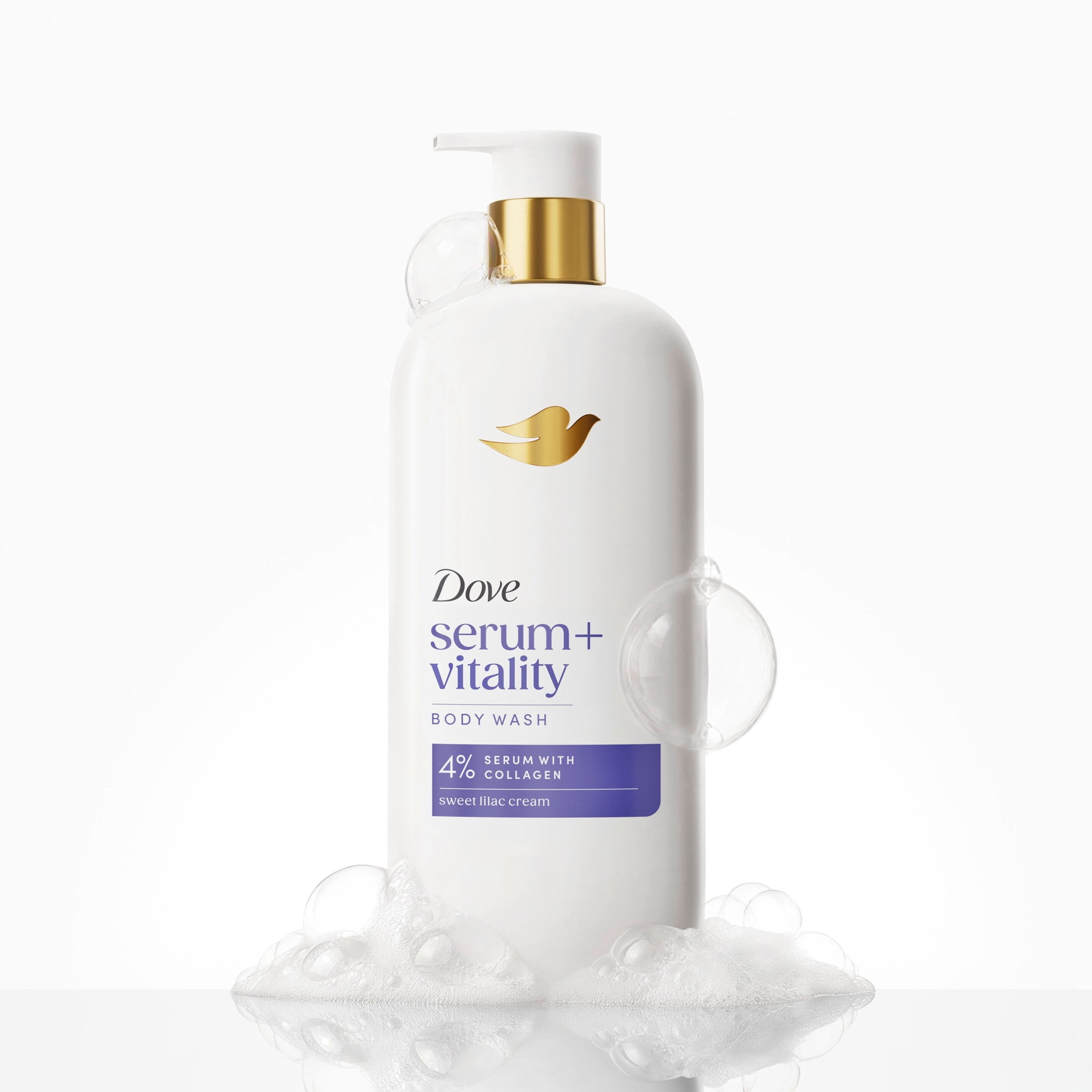 Dove Body Wash Promotes Firmer, Supple Skin Vitality Renewal 4% Restoring Serum With Collagen, 18.5 fl oz