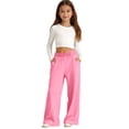 thumbnail image 2 of Resicozy Girls Sweatpants Wide Leg Elastic Waist Casual Sweat Pants with Pockets Baggy Athletic Pants for Kid Clothes 2-13 Years Pink 100, 2 of 6