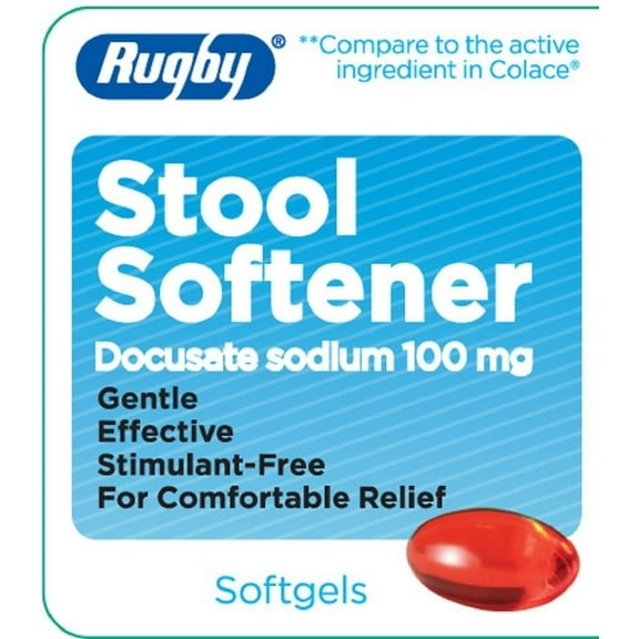 Rugby Stool Softener Softgels, 100 mg, 1000 Count