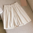 thumbnail image 3 of Short Shorts for Women Summer Fashion Casual Breathable Medium Pants Casual Wide Leg Loose Shorts Trousers Pants for Women Khaki L, 3 of 3
