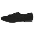 thumbnail image 2 of Women Shoes Lace Up Flats Almond Toe Tassel Boyfriend Oxford Style MASIE-51 Suede Black 6, 2 of 4