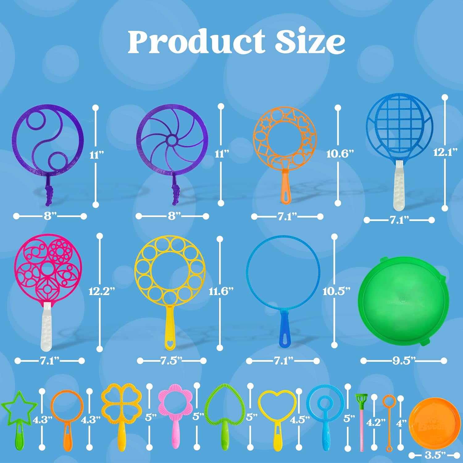 Syncfun 18 Pcs Giant Bubble Maker with Tray, 12" Big Bubble Wands Set Bulk, Summer Outdoor Activity, Party Favors, 6 Pcs Bubble Solution Suitable for All Age People