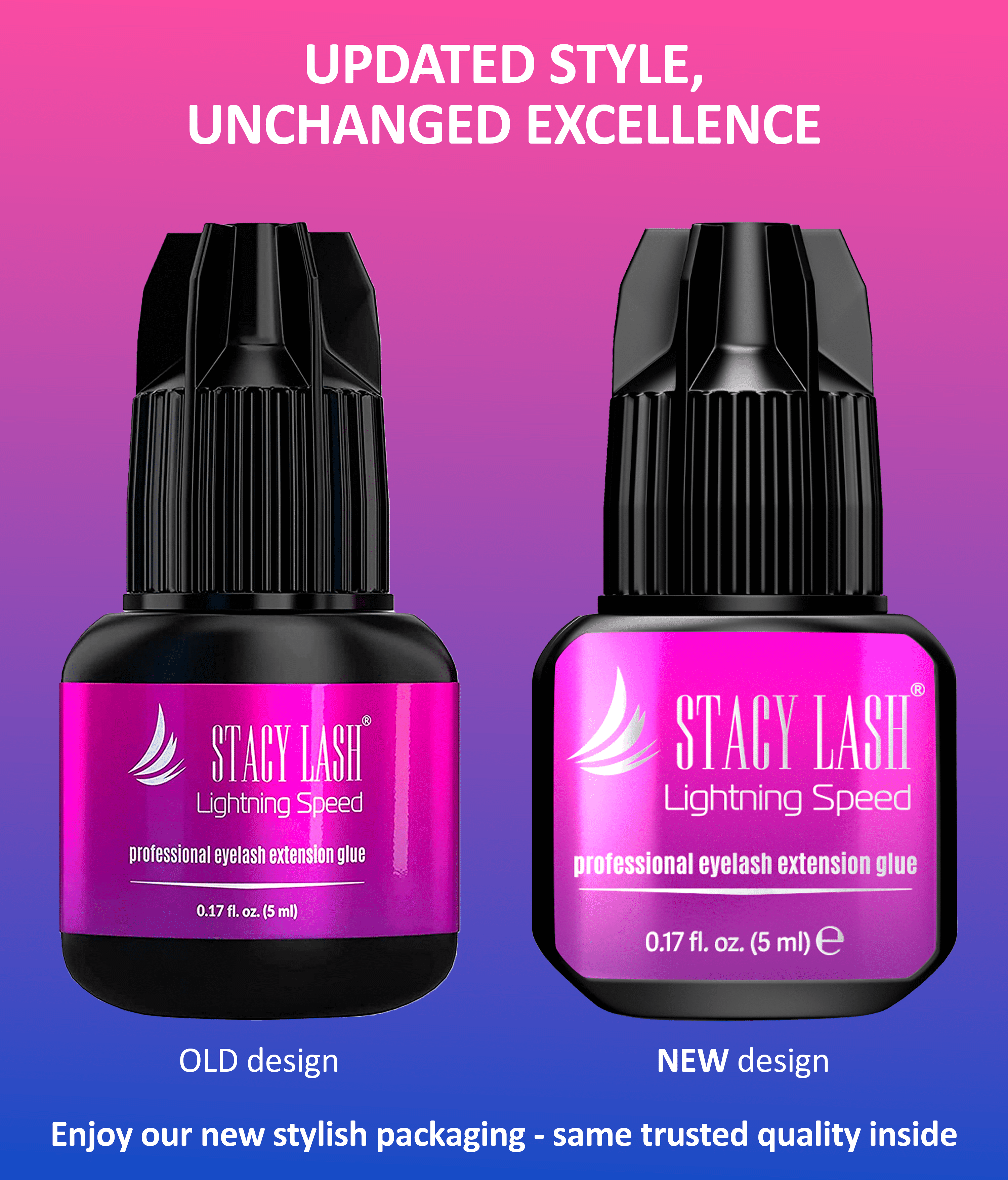 Stacy Lash Lightning Speed Eyelash Extension Glue (5ml/ 0.17 fl. oz) / Black Cyanoacrylate Adhesive /Fast Drying Time & Strong Retention / Professional Use Only