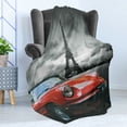 thumbnail image 4 of Abstract Soft Flannel Fleece Throw Blanket, European Honeymoon Romantic City Paris Eiffel Tower Italian Car, Cozy Plush for Indoor and Outdoor Use, 60" x 80", Charcoal Grey White, by Ambesonne, 4 of 5