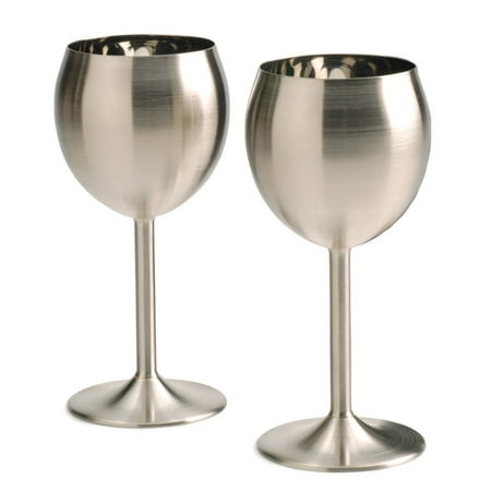 RSVP Endurance Stainless Steel Wine Glass, Set of 2, Constructed of durable 18/8 stainless steel with a brushed exterior and polished interior By RSVP (Best Way To Polish Wine Glasses)