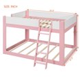 thumbnail image 3 of Queen-Over-Queen Low-Profile Bunk Bed with Guardrails, Wooden Kids Bed with Reversible Ladder, Accent Two-Tone Bed Frame, 3 of 7