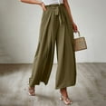 thumbnail image 2 of AOMPMSDX Women Fashion Bow Loose High Waist Pleated Wide Leg Pants Belted Pants Green L, 2 of 8