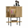 thumbnail image 3 of Uforic Sideboard Buffet Cabinet with 2 Sliding Tambour Doors, Modern Storage Cabinet with LED Light, Oak, 3 of 9