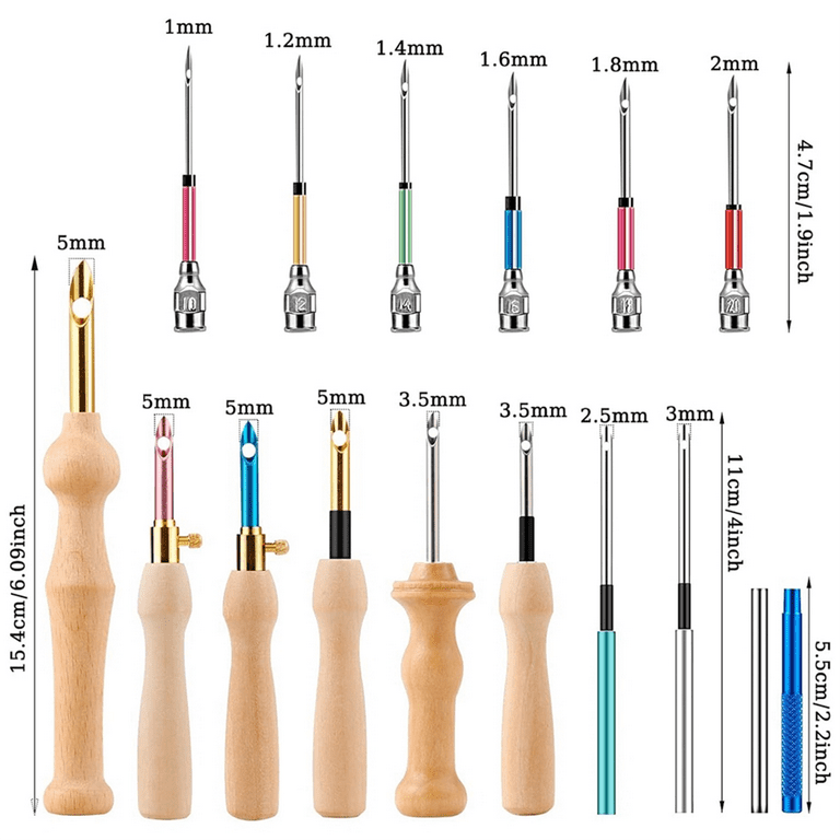 Wovilon Punch Needle Embroidery Kits Adjustable Rug Yarn Punch Needle Embroidery Kits Adjustable Rug Yarn Wooden Handle Pen Threader Cloth For Floss Cross Stitching Beginner