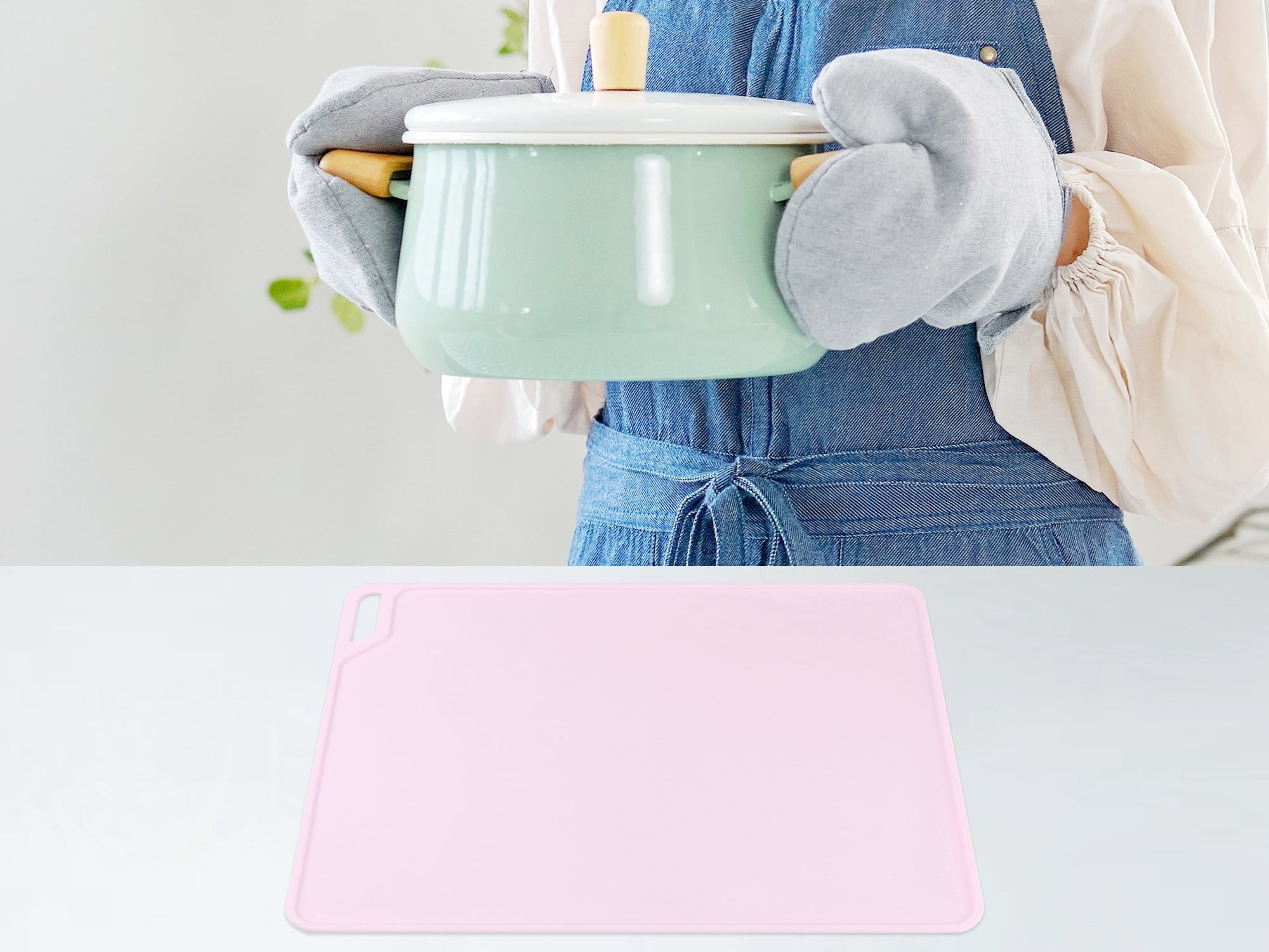 Unique Bargains Set of 6 Silicone Placemats for Kitchen Dining Table Decor Pink