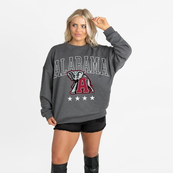 Women's Gameday Couture Charcoal Alabama Crimson Tide Oversized Rising Stars Premium Fleece Drop Shoulder Sweatshirt