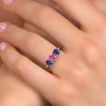thumbnail image 4 of Gem Stone King 18K Rose Gold Plated Silver Pink Moissanite and Blue Created Sapphire Engagement Ring for Women | 1.70 Cttw | Round 5MM | Gemstone Birthstone | Size 6, 4 of 6