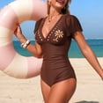 thumbnail image 5 of BOBOGOJP Women's One Piece Swimsuits Tummy Control Bathing Suit 2026 Petal Cutout Swim Suit Ruffle V Neck Swimwear Coffee for Size XL, 5 of 8